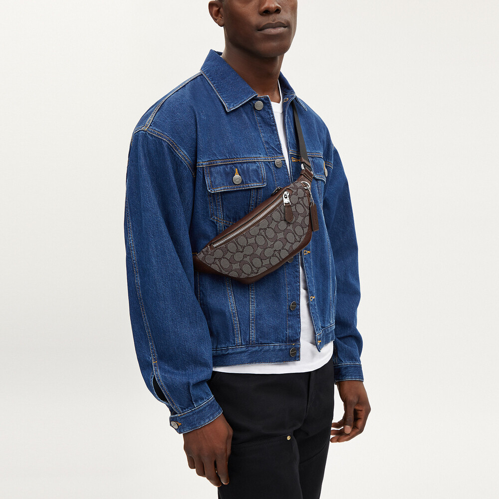 Coach Warren Mini Belt Bum Waist Bag In Signature Jacquard